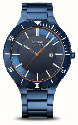 Bering Men's Solar (43mm) Blue Dial / Blue Stainless Steel Bracelet 14443-797