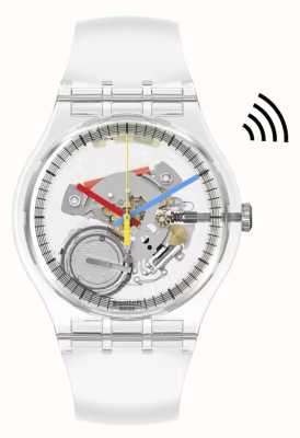 Swatch CLEARLY NEW GENT PAY! (41mm) Clear Skeleton Dial / Clear Bio-Sourced Strap SO29K115-5300