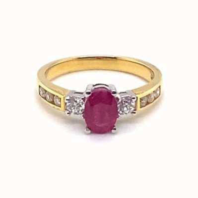 18ct Yellow Gold Diamond and Ruby Ring JM7054