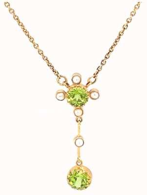 lois jewellery 9k Yellow Gold Peridot Pearl Necklace N002 PP