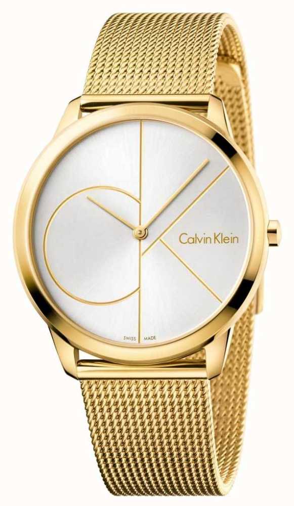 calvin klein gold mesh strap watch