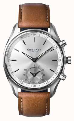 Kronaby SEKEL Hybrid Smartwatch (43mm) Silver Dial / Brown Italian Leather Strap S0713/1