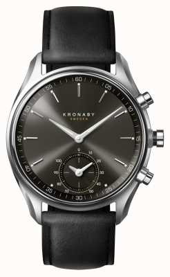 Kronaby SEKEL Hybrid Smartwatch (43mm) Black Dial / Black Italian Leather Strap S0718/1