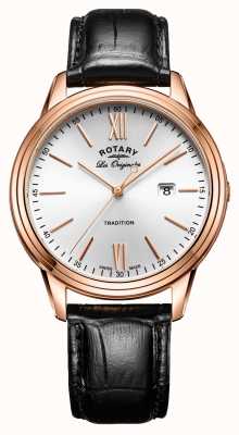 Rotary Men's Tradition Swiss Made PVD Rose Gold Leather Strap GS90196/01
