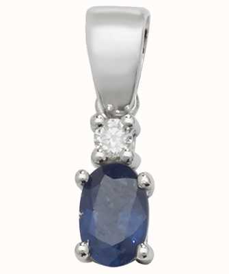 James Moore TH 9ct White Gold Sapphire And Diamond  Pendant Only PD240WS