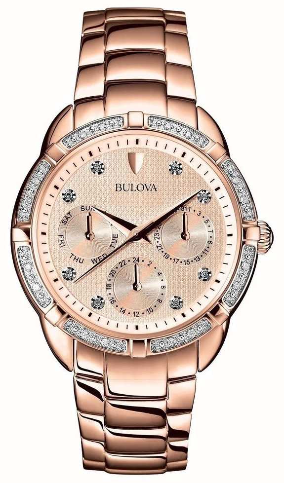 bulova rose gold diamond watch