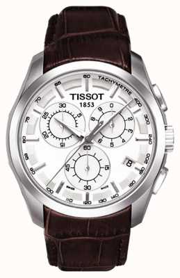 Tissot Men's Coutourier Chronograph White Dial Brown Leather Strap T0356171603100