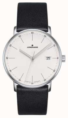 Junghans FORM Quartz black leather watch 41/4884.00