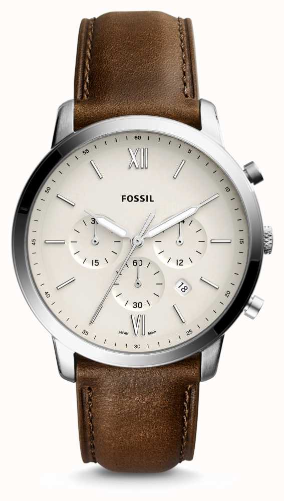 Fossil Men's Neutra | Cream Chronograph Dial | Brown Leather Strap FS5380 -  First Class Watches™ SGP