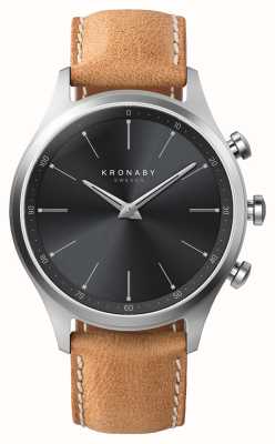 Kronaby SEKEL Hybrid Smartwatch (41mm) Black Dial / Brown Italian Leather Strap S3123/1