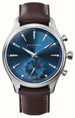Kronaby SEKEL Hybrid Smartwatch (41mm) Blue Dial / Dark Brown Italian Leather Strap S3120/1