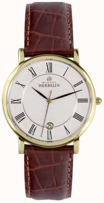 Herbelin Sonates | 38mm | White Dial | Brown Leather Strap 12248/P08MA