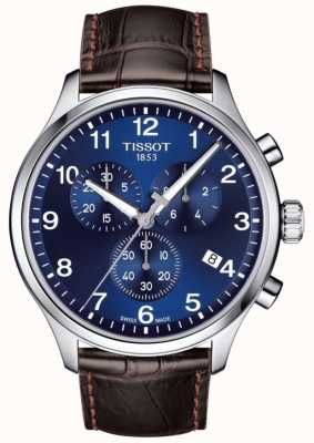 Tissot Men's T-sport XL Chronograph Blue Dial Brown Leather Strap T1166171604700