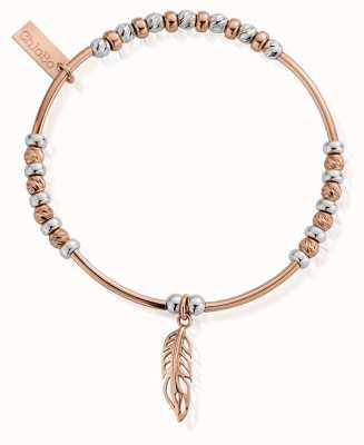 ChloBo Rose Gold and Silver Filigree Feather Bracelet MBSBNH571