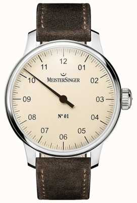 MeisterSinger No. 1 40mm And Wound Sellita Suede Brown Strap DM303