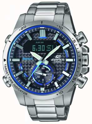 Casio Edifice Bluetooth Lap Timer Stainless Steel Blue Accents EX-DISPLAY ECB-800D-1AEF EX-DISPLAY