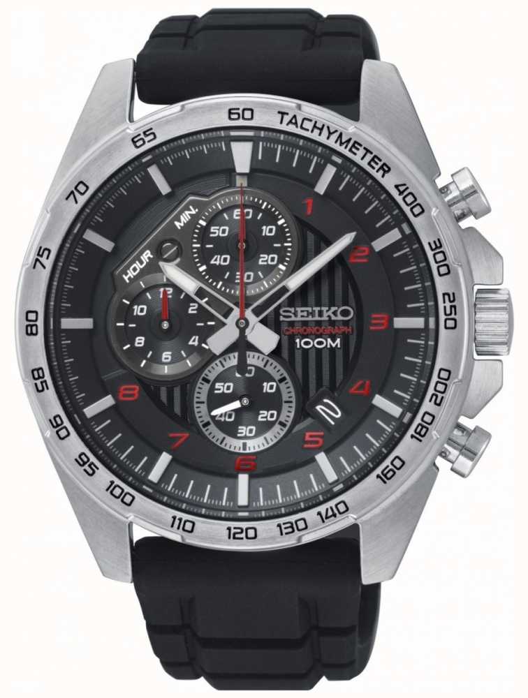 Seiko Men's Motorsport Black Chronograph Rubber Strap Watch SSB325P1 -  First Class Watches™ SGP