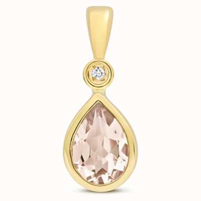 James Moore TH 9k Yellow Gold Morganite Diamond Pendant Pd248m