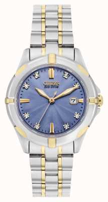 Citizen Women's Sport Diamond Eco-Drive Two-tone Blue Dial Watch EW1936-53L