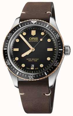 ORIS Divers Sixty-Five Automatic (40mm) Black Dial / Dark Brown Leather Strap 01 733 7707 4354-07 5 20 55