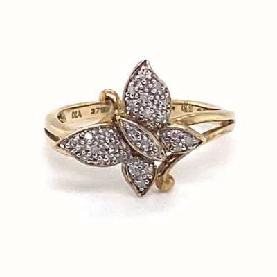 IBB 9ct Yellow Gold Diamond Butterfly Ring Size N 1.84.956G