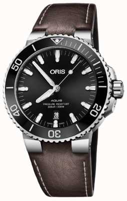 ORIS Aquis Date Automatic (43.5mm) Black Dial / Brown Leather Strap 01 733 7730 4134-07 5 24 10EB