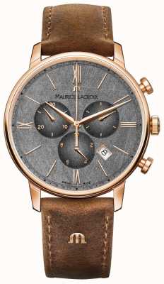 Maurice Lacroix Eliros Chronograph Textured Dial Brown Leather Strap EL1098-PVP01-210-1