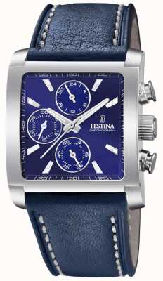 Festina | Men's Stainless Steel Chronograph | Blue Leather Strap | F20424/2