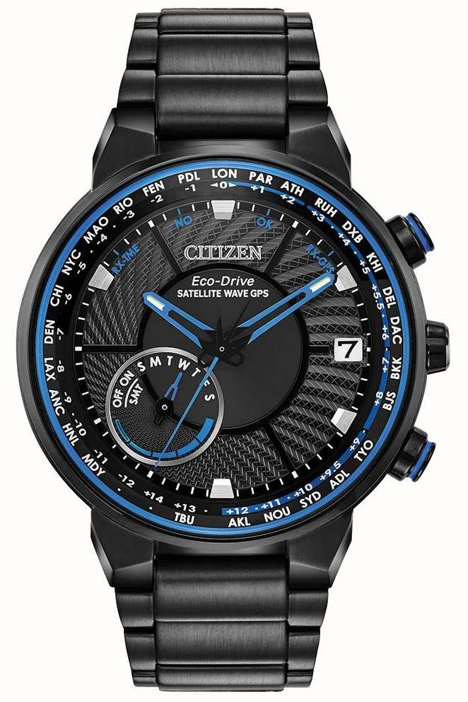 Citizen Men's Satellite Wave GPS Eco-Drive Black/Blue PVD CC3038-51E -  First Class Watches™ SGP
