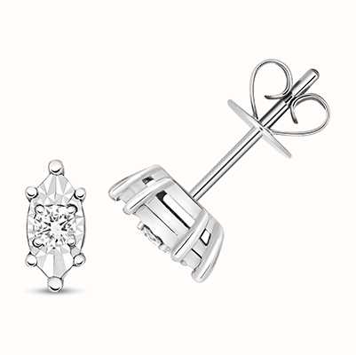 James Moore TH 9k White Gold Diamond Illusion Marquise Stud Earrings ED337W