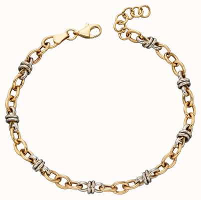 Elements Gold 9k Yellow And White Gold Multi Link Bracelet 19cm GB468