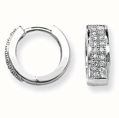 James Moore TH 9k White Gold Diamond Set Huggies Hoop Earrings ED135W