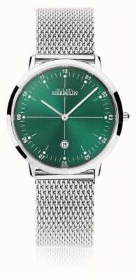 Michel Herbelin | Unisex City | Silver Mesh Bracelet | Green Dial | 19515/16B