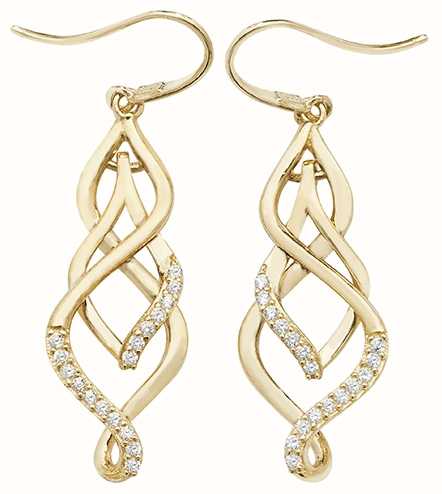 gold cz drop earrings