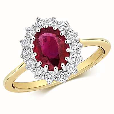 gold ruby cluster ring