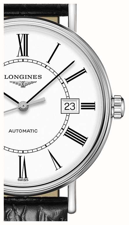 LONGINES Pr sence Swiss Automatic Black Leather White Dial