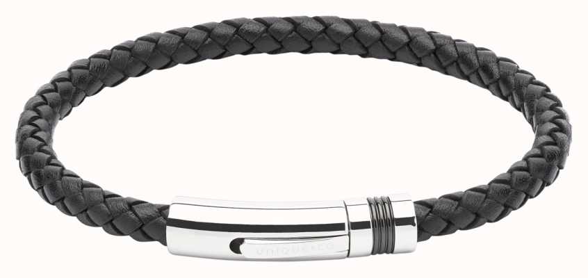 Unique & Co Black Leather |Steel Clasp | Bracelet B345BL/21CM