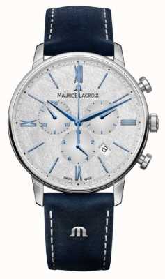 Maurice Lacroix Eliros Chronograph | Blue Leather Strap | Silver Dial EL1098-SS001-114-1