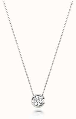 James Moore TH 9ct White Gold Diamond Single Rubover Necklace NDQ134W