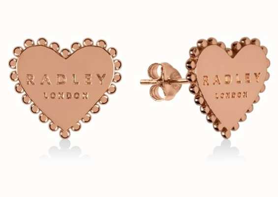 Radley Jewellery Sterling Silver 18ct Rose Gold Plated Heart Stud Earrings RYJ1126