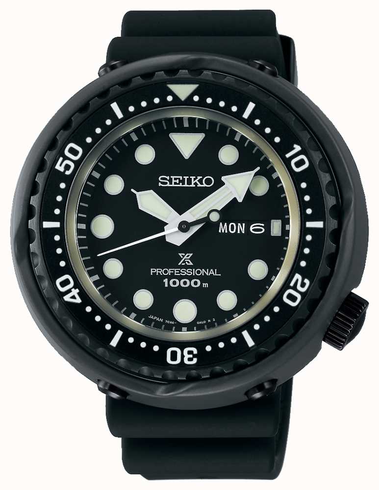 Seiko Men's Prospex Tuna Divers Quartz 1000m | Black Silicone Strap  S23631J1 - First Class Watches™ SGP