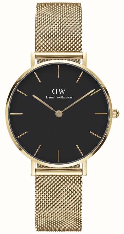 Daniel Wellington Petite 32 Evergold | Gold Steel Bracelet | Black Dial DW00100347 - Class Watches™ SGP