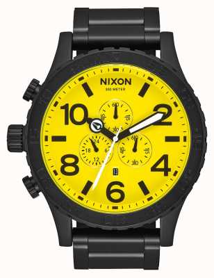 Nixon 51-30 Chrono | All Black / Yellow | Black IP Steel Bracelet | Yellow Dial A083-3132-00