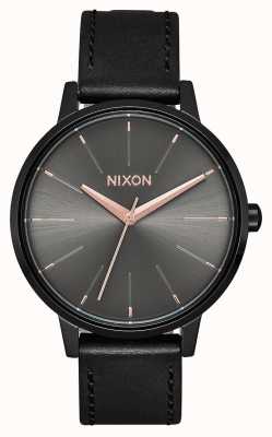Nixon Kensington Leather | Black / Gunmetal | Black Leather Strap A108-1420-00