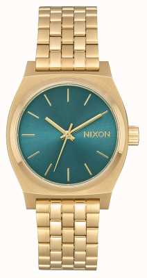 Nixon Medium Time Teller | Light Gold / Turquoise | Gold IP Steel Bracelet A1130-2626-00