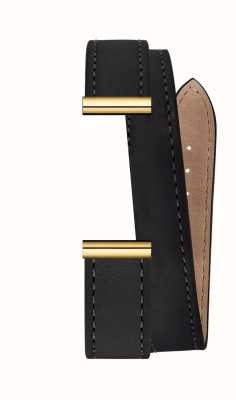 Herbelin Antarès Interchangeable Watch Strap - Double Wrap Black Leather / Gold PVD - Strap Only BRAC.17048.72/P