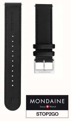 Mondaine 20mm Watch Strap Black Vegan Leather STOP2GO (75-115mm length) FG2532020Q1