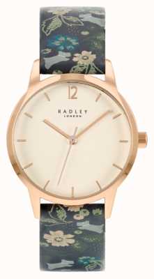 Radley Women's Black Floral Leather Strap | White Dial RY21234A