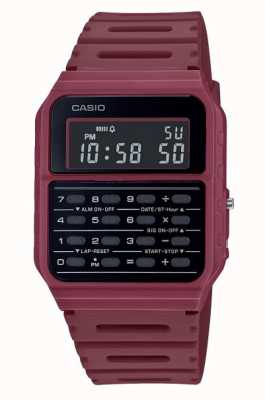 Casio Retro Calculator Watch | Deep Red Resin Strap | Black Dial CA-53WF-4BEF