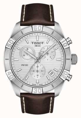 Tissot PR100 Sport | Chronograph | Silver Dial | Brown Leather Strap T1016171603100